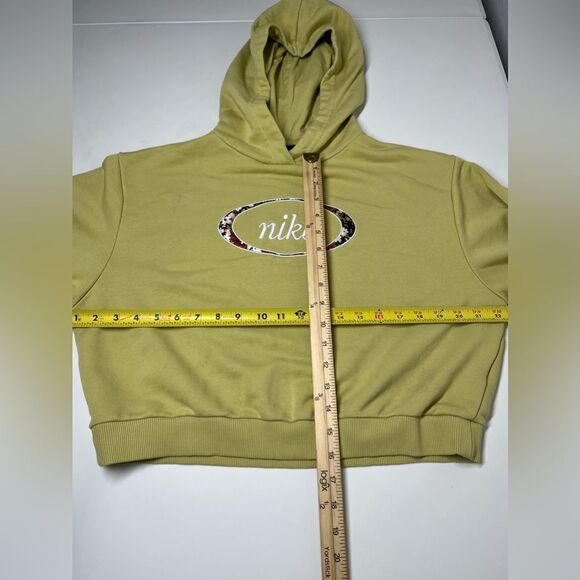 Nike Women's Sportswear Crop Fleece Hoodie Sweatshirt Tea Tree Size S - Picture 12 of 13